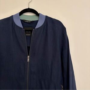 Zara Basic  Linen Bomber Jacket